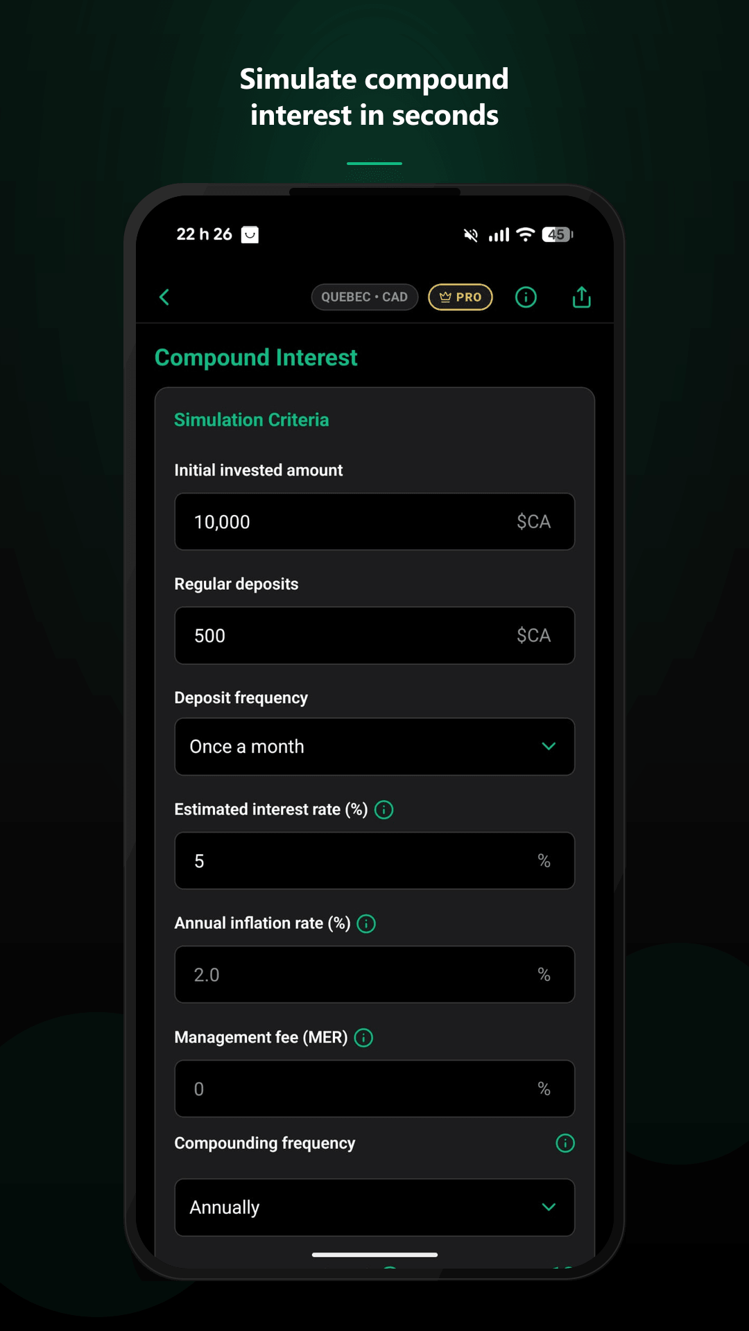 SoloWel savings simulator