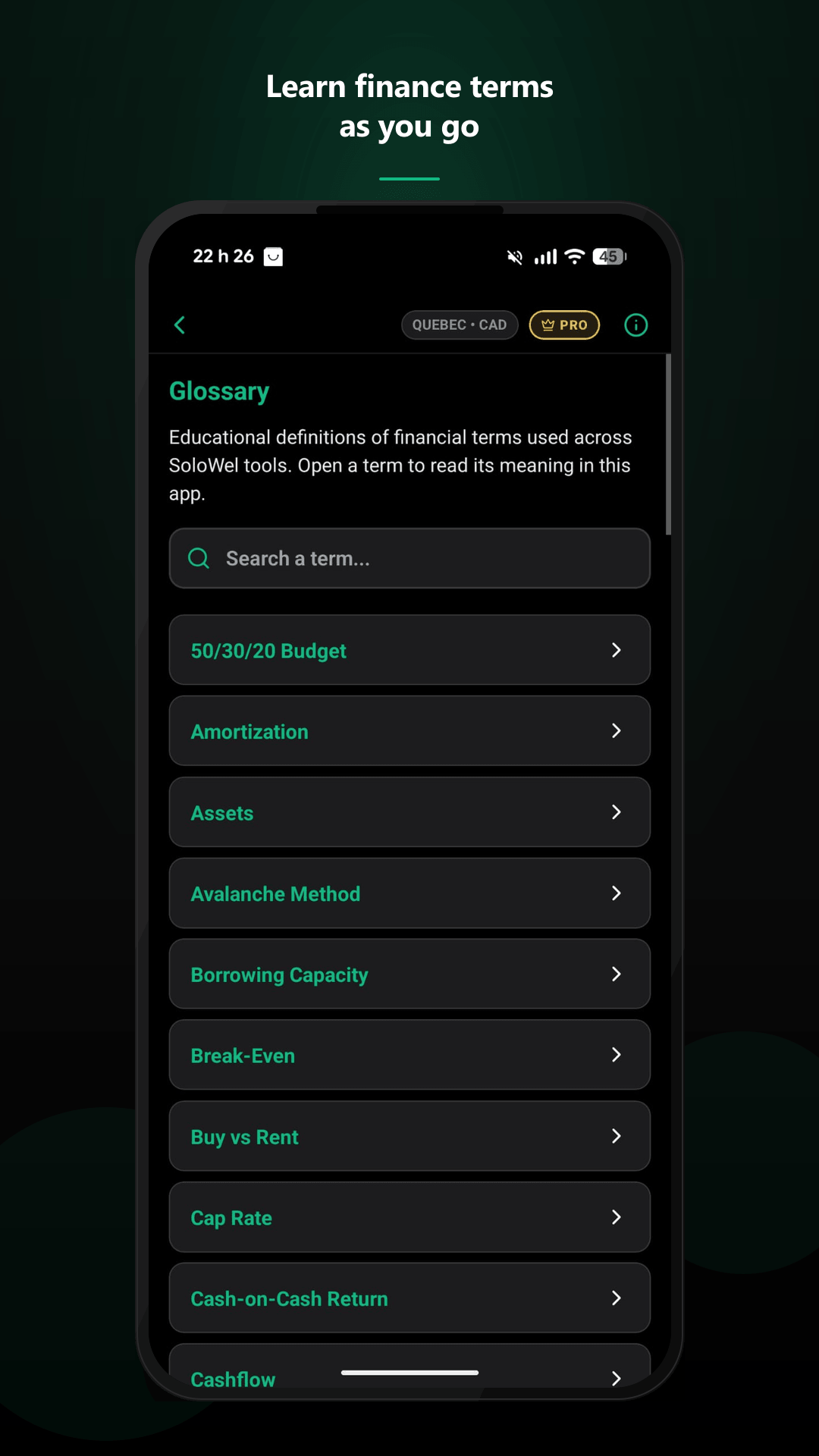 SoloWel financial glossary