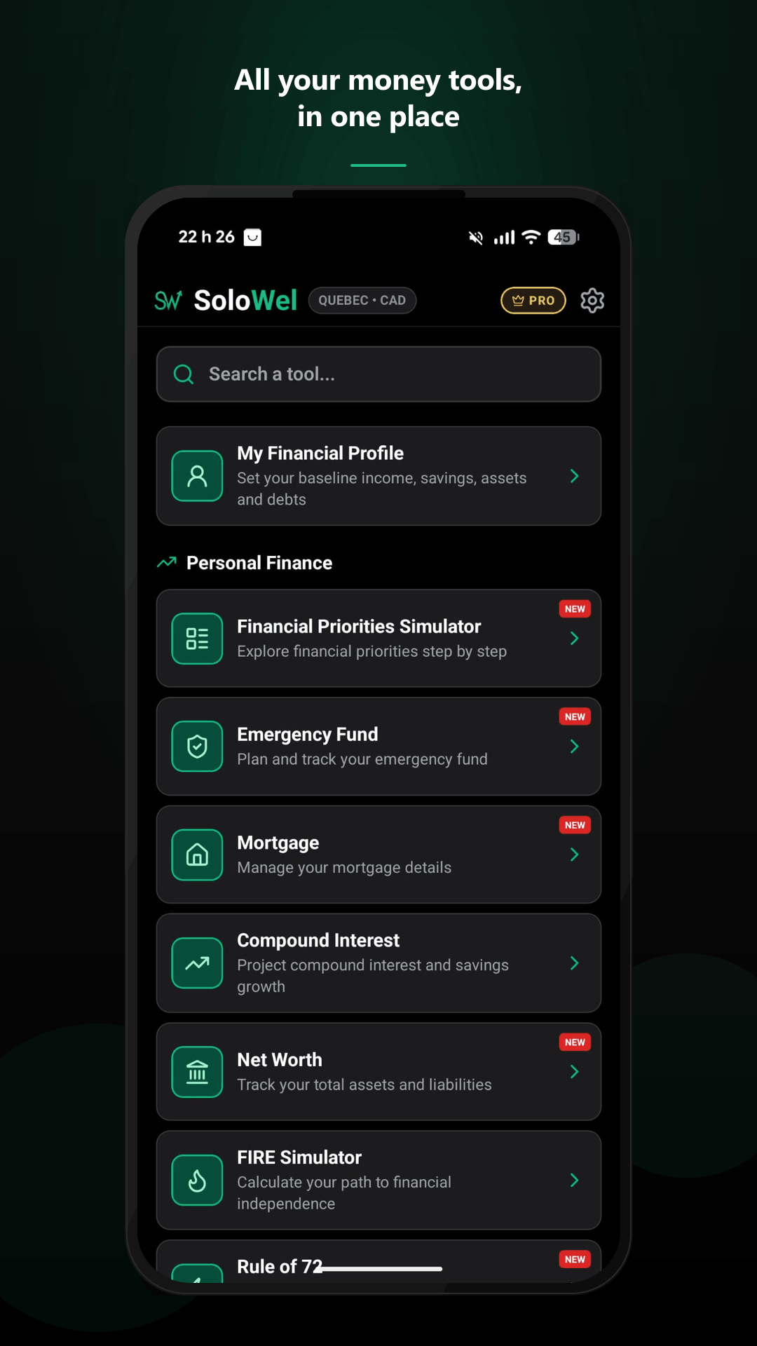 SoloWel app screenshot